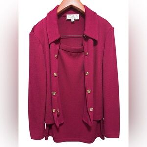 St. John Women's Burgundy Cardigan Set‎